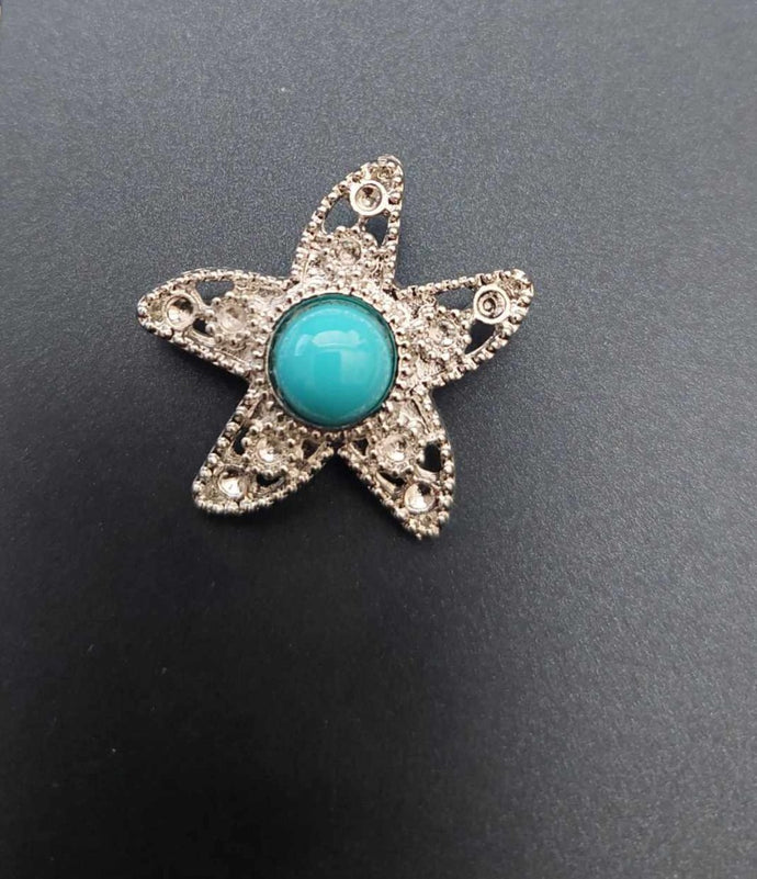 Turquoise Star Fish - Silver