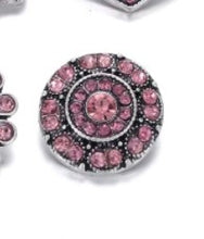 Load image into Gallery viewer, Pink rhinestones round button
