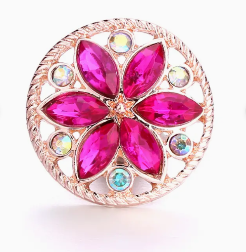 Rose Gold Flower Circle - Hot Pink