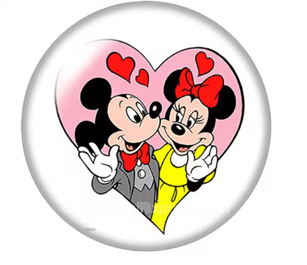 Mickey and Minnie Mouse Heart 18mm Snap Button