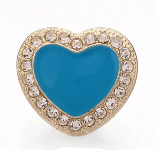 Heart Shaped Snap Button -  Blue