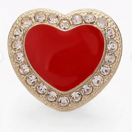 Heart Shaped Snap Button -  Red