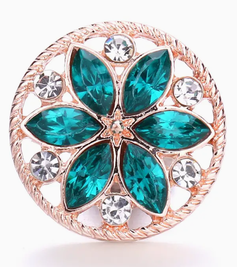 Rose Gold Flower Circle - Emerlad Green