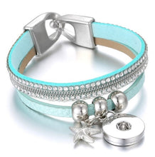 Load image into Gallery viewer, Leather bracelet with charms - Blue/Green
