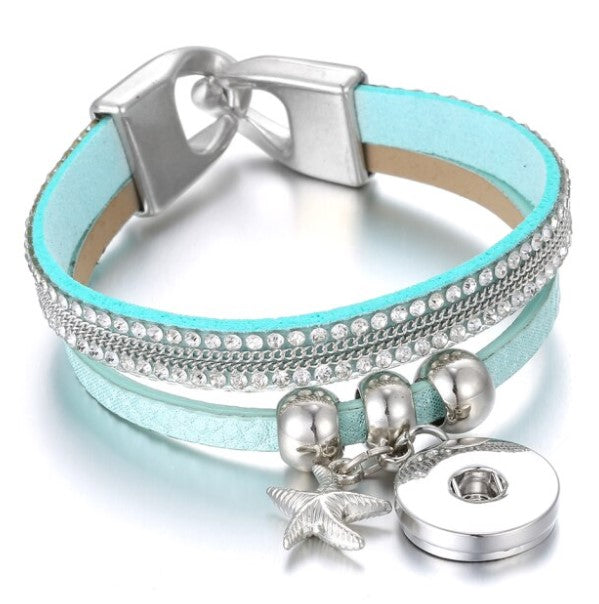 Leather bracelet with charms - Blue/Green